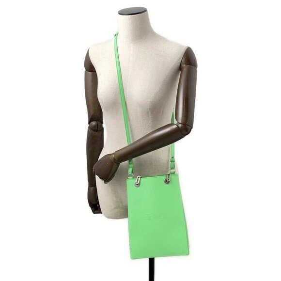 FENDI Small Shopping Bag Size Small Leather Light Green 8BH382 - Picture 5 of 15